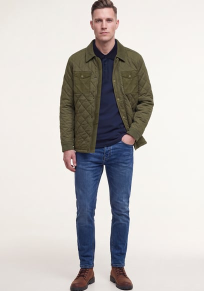 Men's Olive Green Diamond Quilted Padded Jacket
