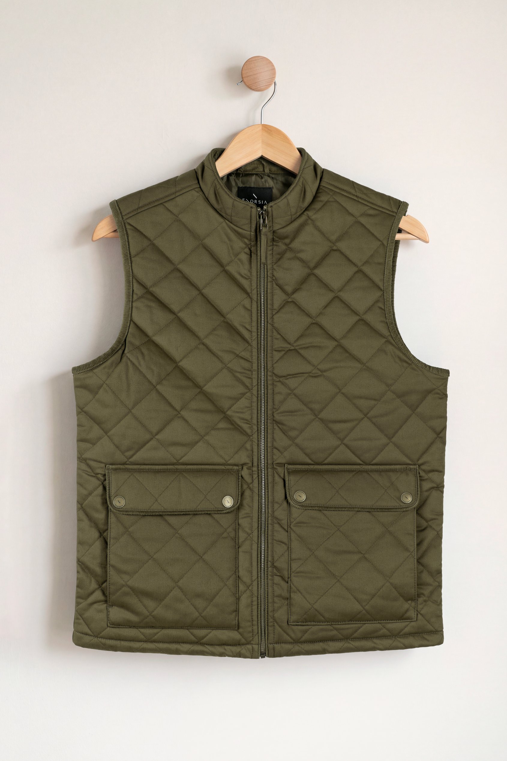 Men's Olive Diamond Quilted Padded Vest