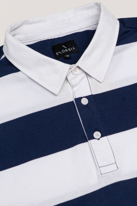 Mne's Pure Cotton  Striped Rugby Shirt