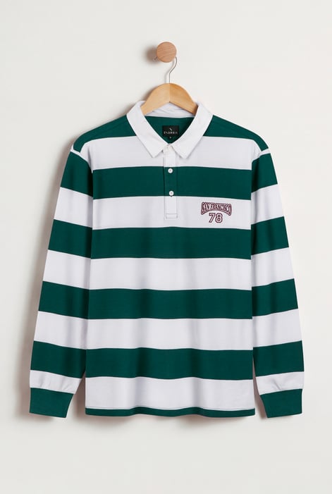 Mne's Pure Cotton  Striped Rugby Shirt