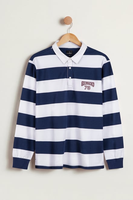 Mne's Pure Cotton  Striped Rugby Shirt