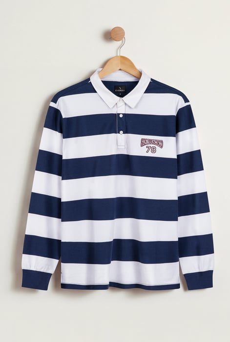 Mne's Pure Cotton  Striped Rugby Shirt