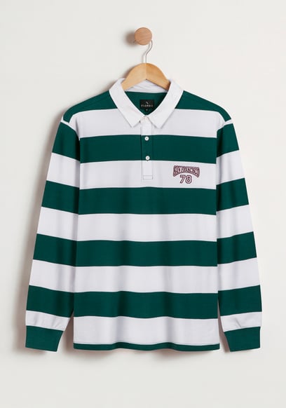 Mne's Pure Cotton  Striped Rugby Shirt