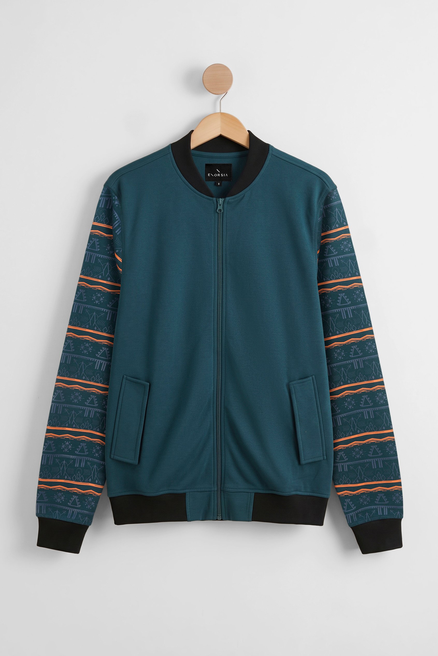 Enorsia Men's Teal Zip Through Christmas Jacket In | Size: Medium - Image 3