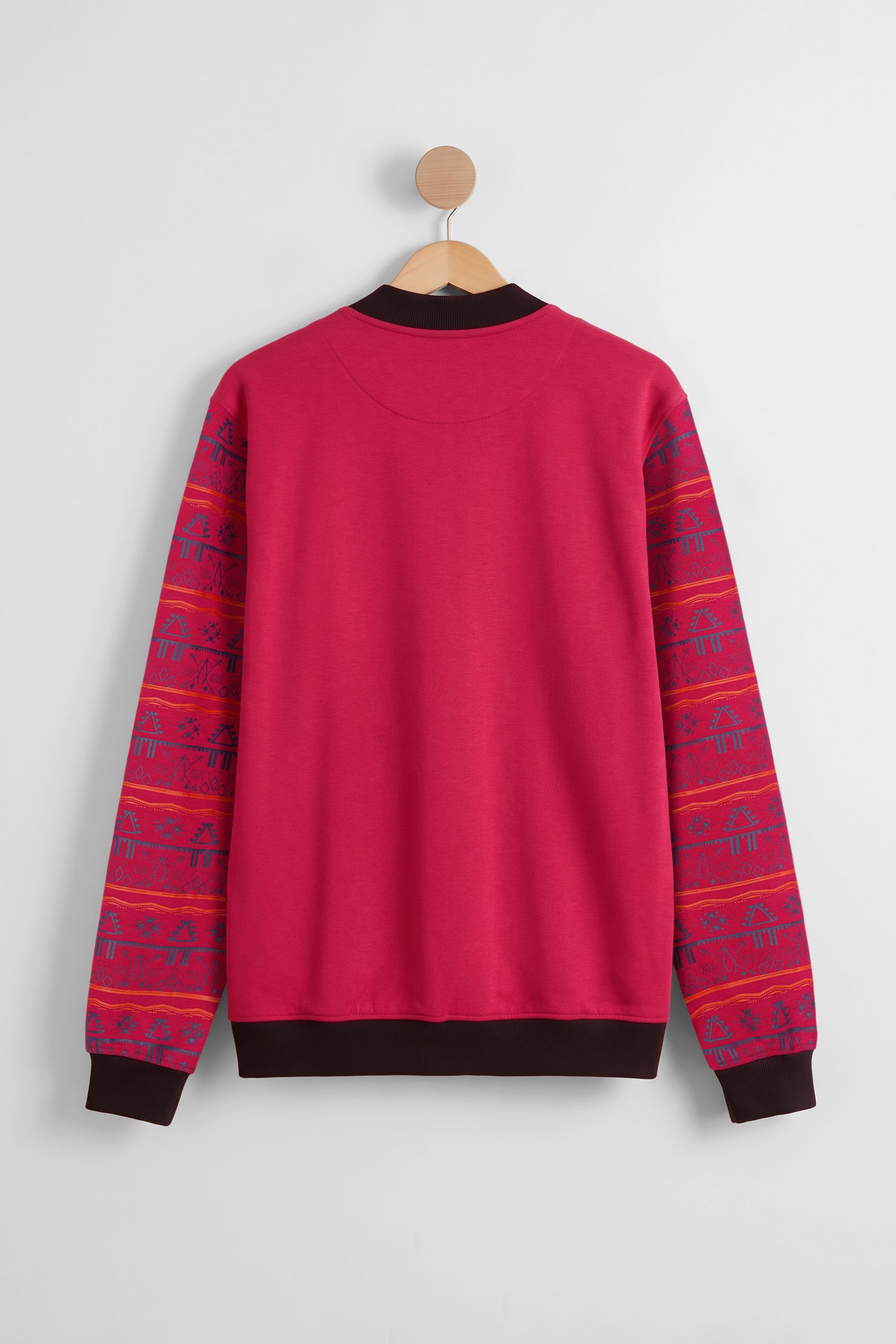 Fair Isle Pattern Zip-Up Bomber Jacket
