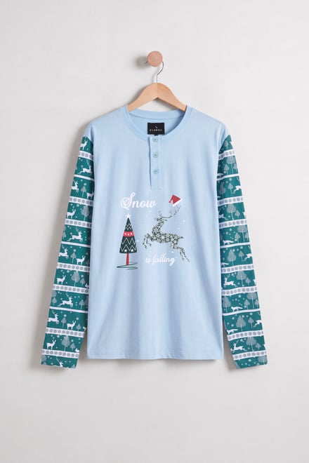 Fair Isle Reindeer Pattern Christmas Pyjama Top