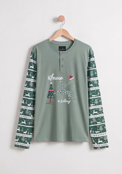 Fair Isle Reindeer Pattern Christmas Pyjama Top