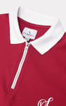 Festive Quarter-Zip Contrast-Collar Top