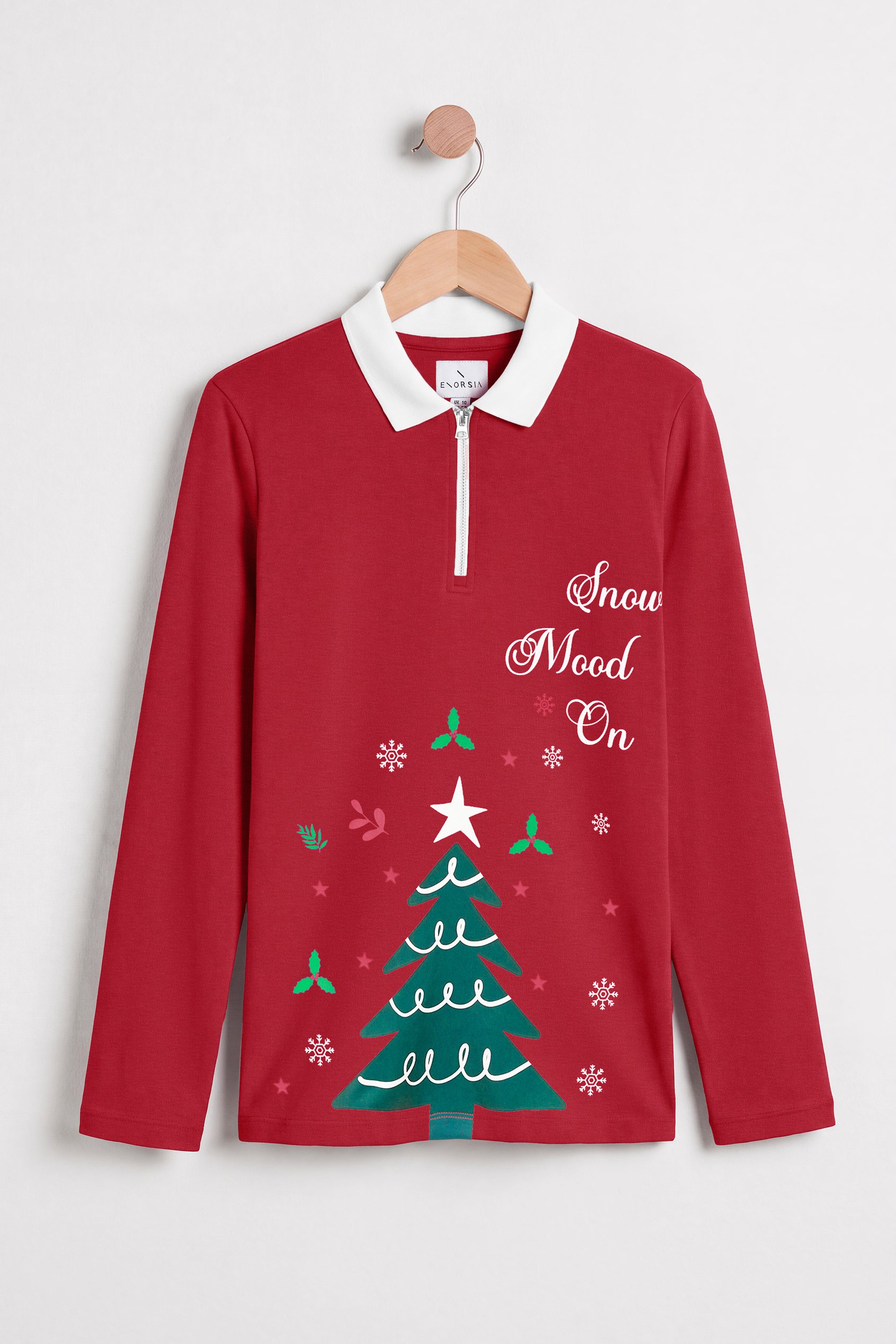 Enorsia Women's Christmas Half-Zip Sweatshirts in Red | Size: 18 - Image 2