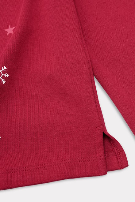 Festive Quarter-Zip Contrast-Collar Top