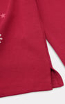 Festive Quarter-Zip Contrast-Collar Top