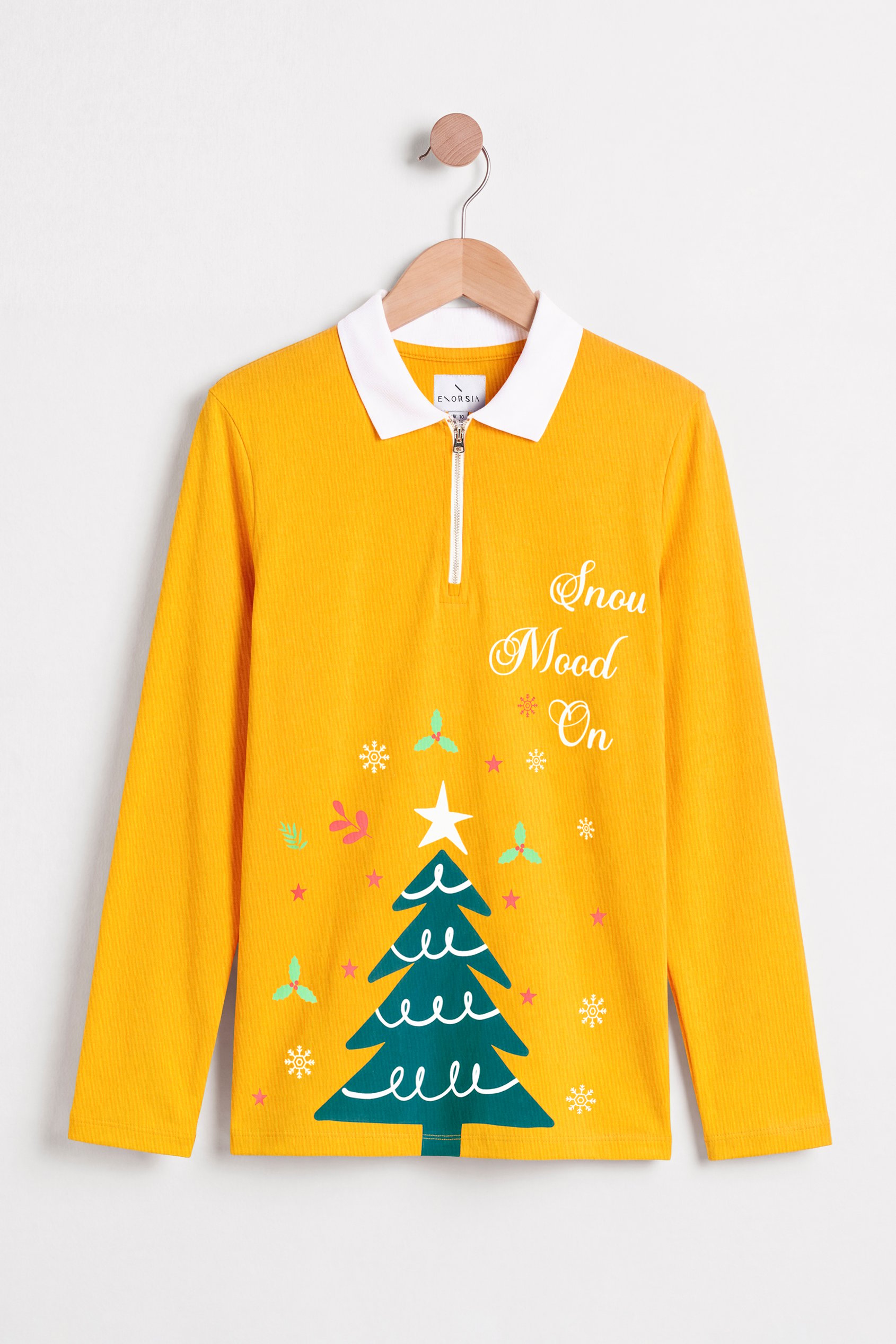 Enorsia Women's Yellow Festive Quarter-Zip Contrast-Collar Top - Uk 18