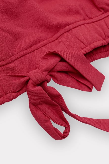 Christmas Sweatshirt with Tie-Hem Long Sleeves