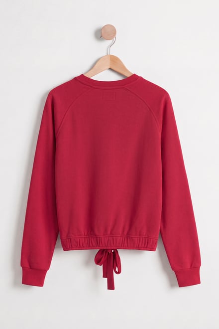 Christmas Sweatshirt with Tie-Hem Long Sleeves