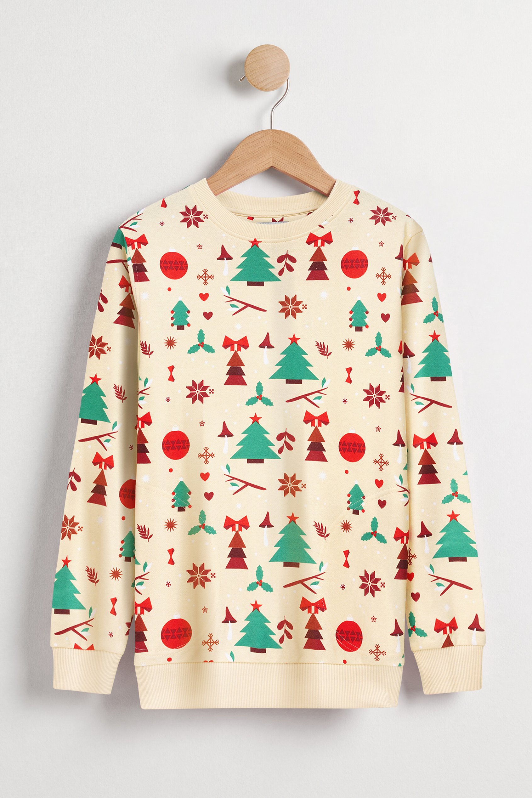 Enorsia Women's Yellow Christmas Crew-Neck Sweatshirt - Uk 8
