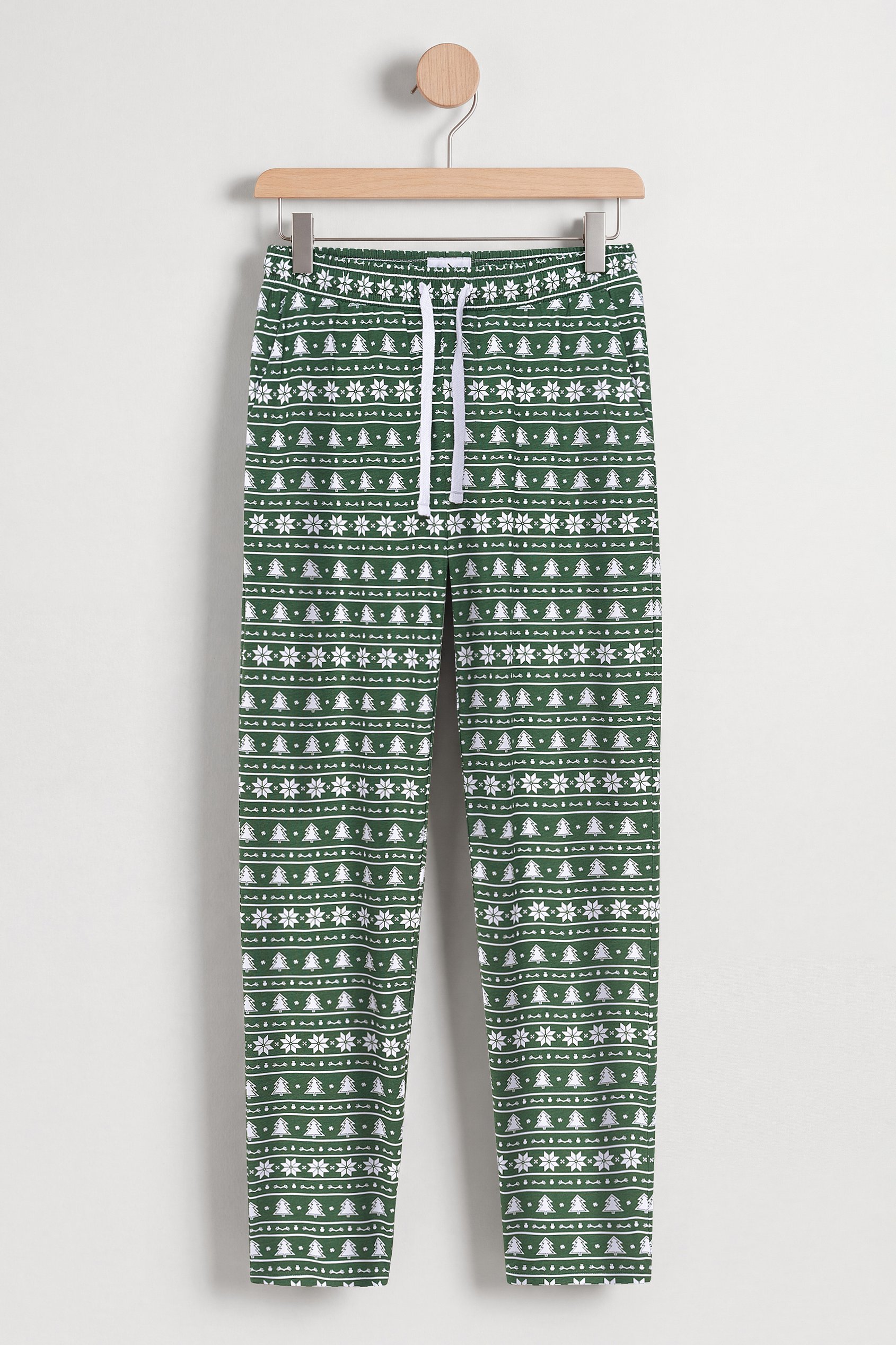 Enorsia Women's Green Fair Isle Print Pyjama Bottoms - Uk 8