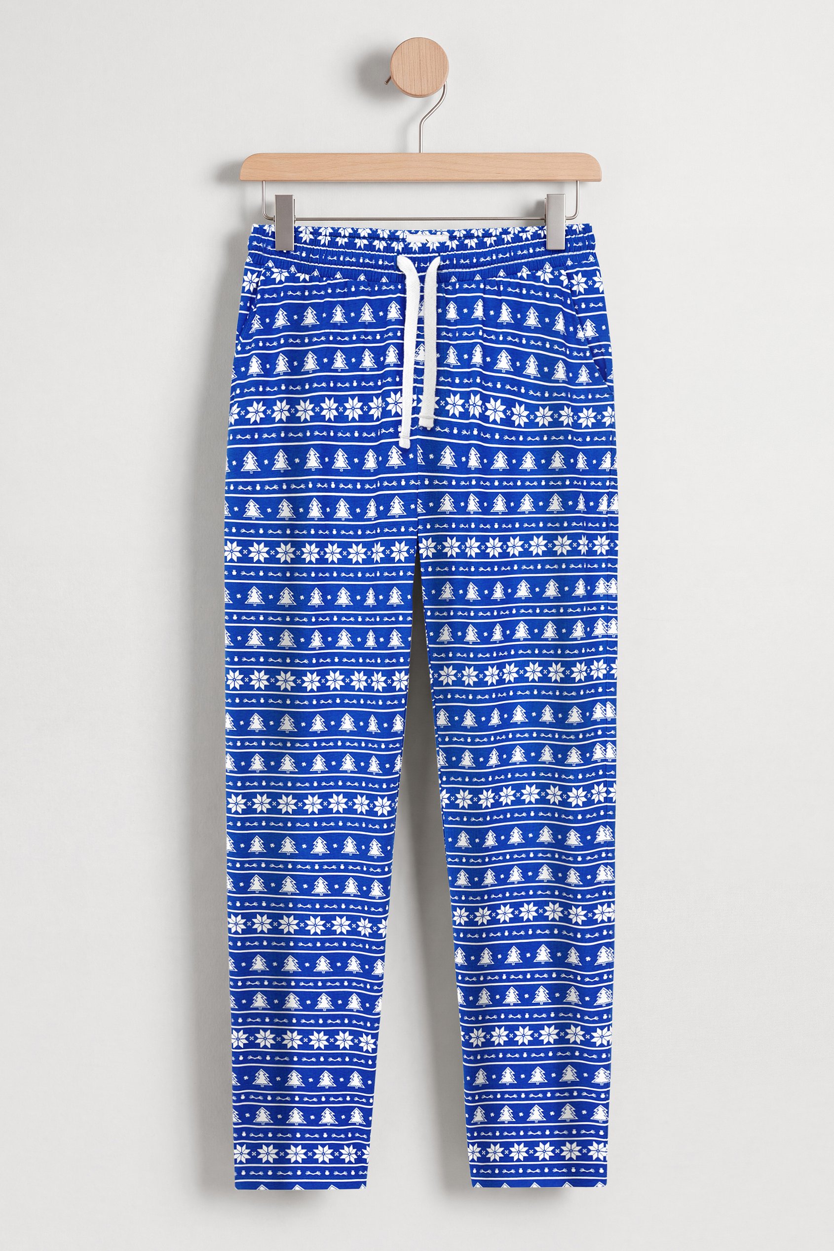 Enorsia Women's Blue Fair Isle Print Pyjama Bottoms - Uk 8