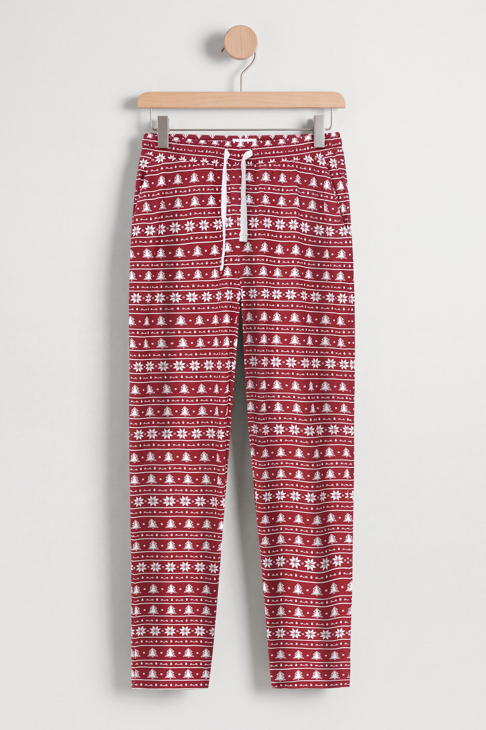Enorsia Women's Red Fair Isle Print Pyjama Bottoms - Uk 10