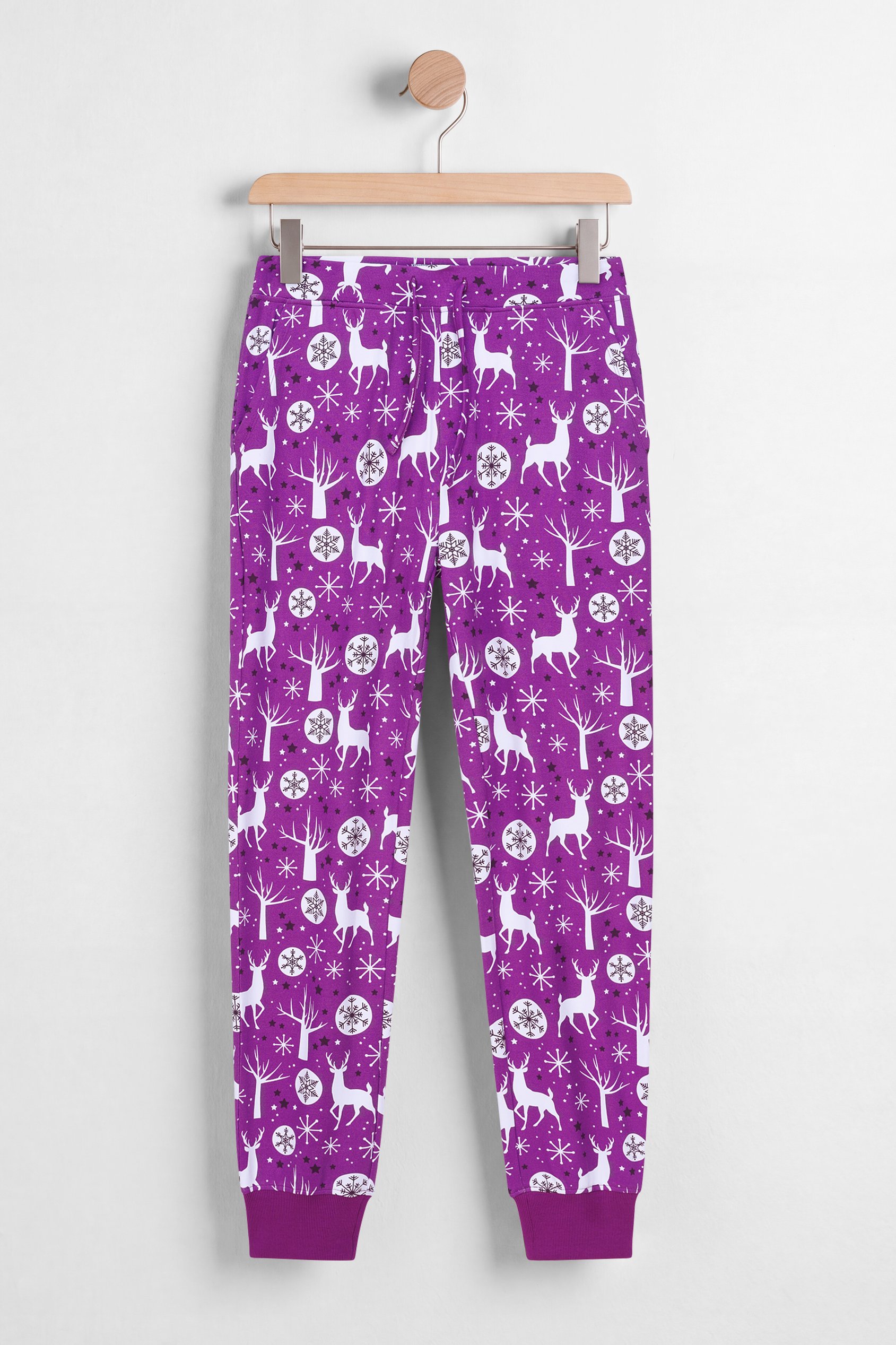 Enorsia Women's Purple Festive Print Stretchy Joggers - Uk 14