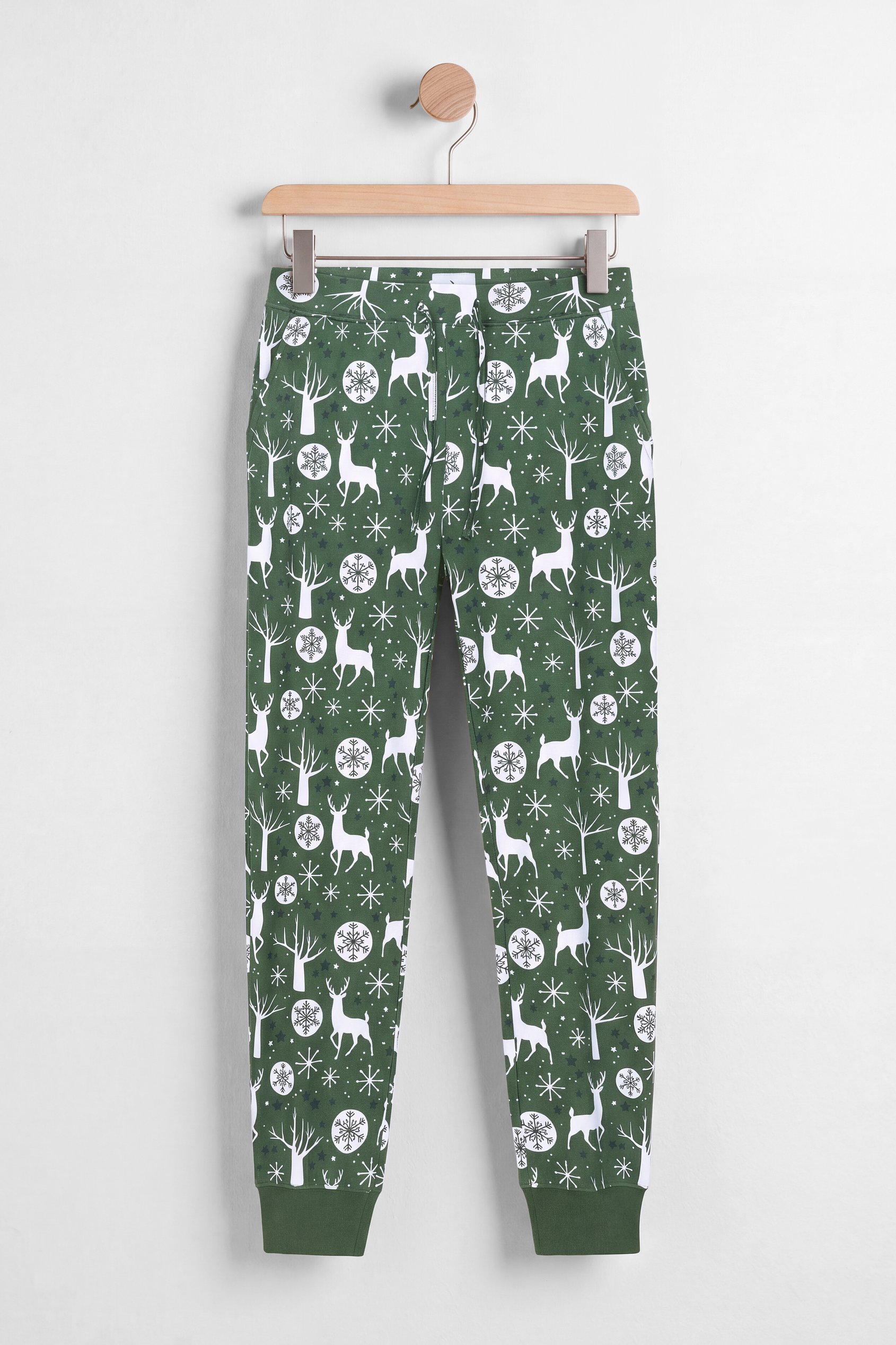 Enorsia Women's Green Festive Print Stretchy Joggers - Uk 14