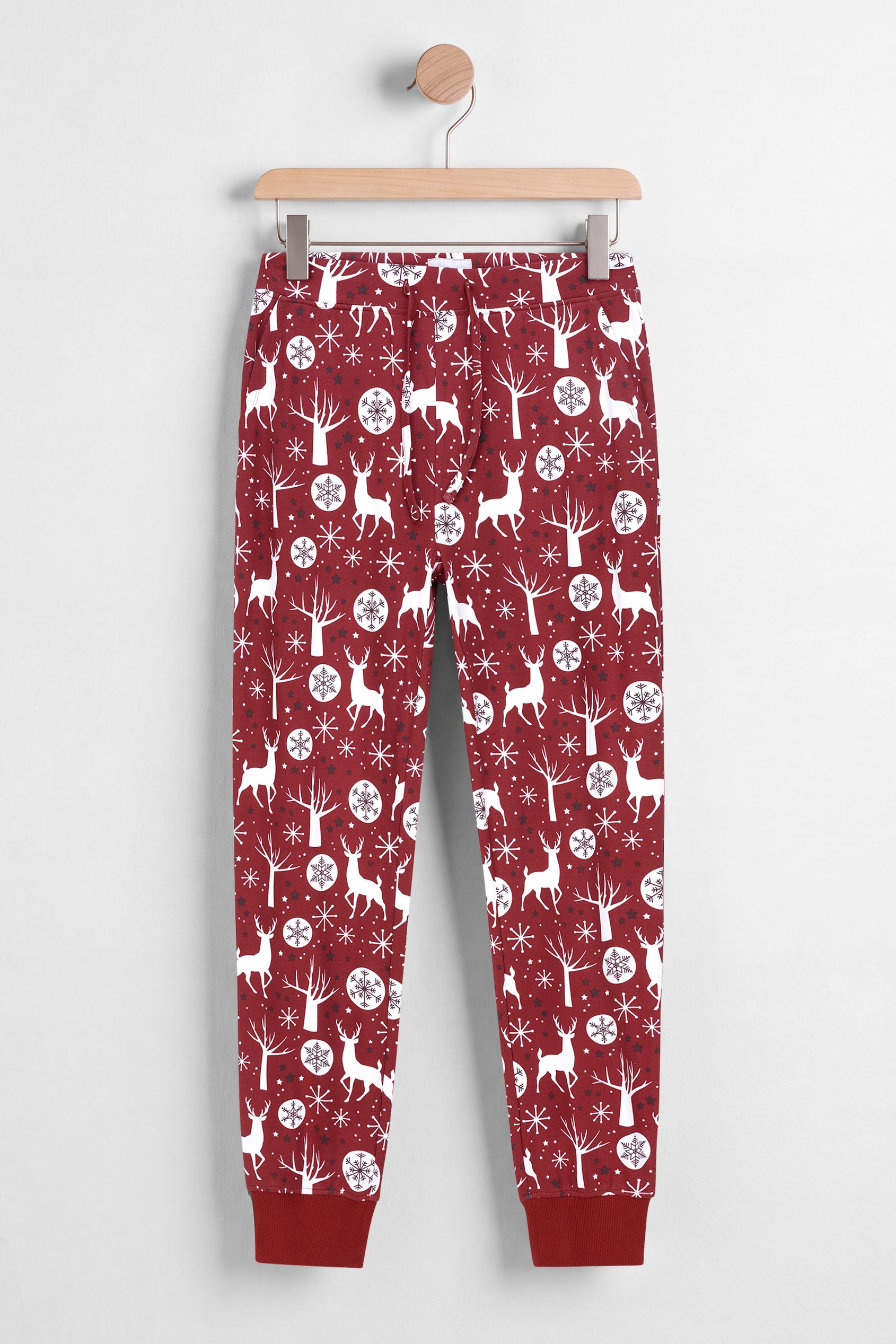 Enorsia Women's Red Festive Print Stretchy Joggers - Uk 14