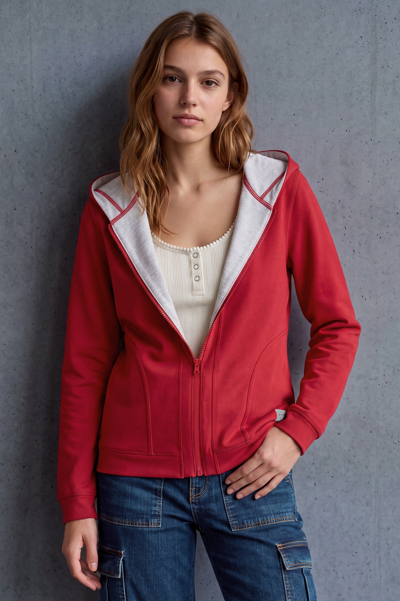 Enorsia Women's Red Reversible Zip-Up Hoodie - Uk 18