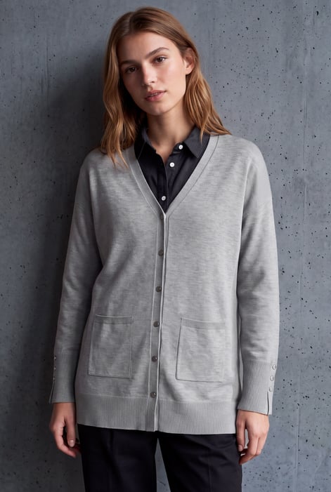 Women's Knitted V-Neck Longline Cardigan