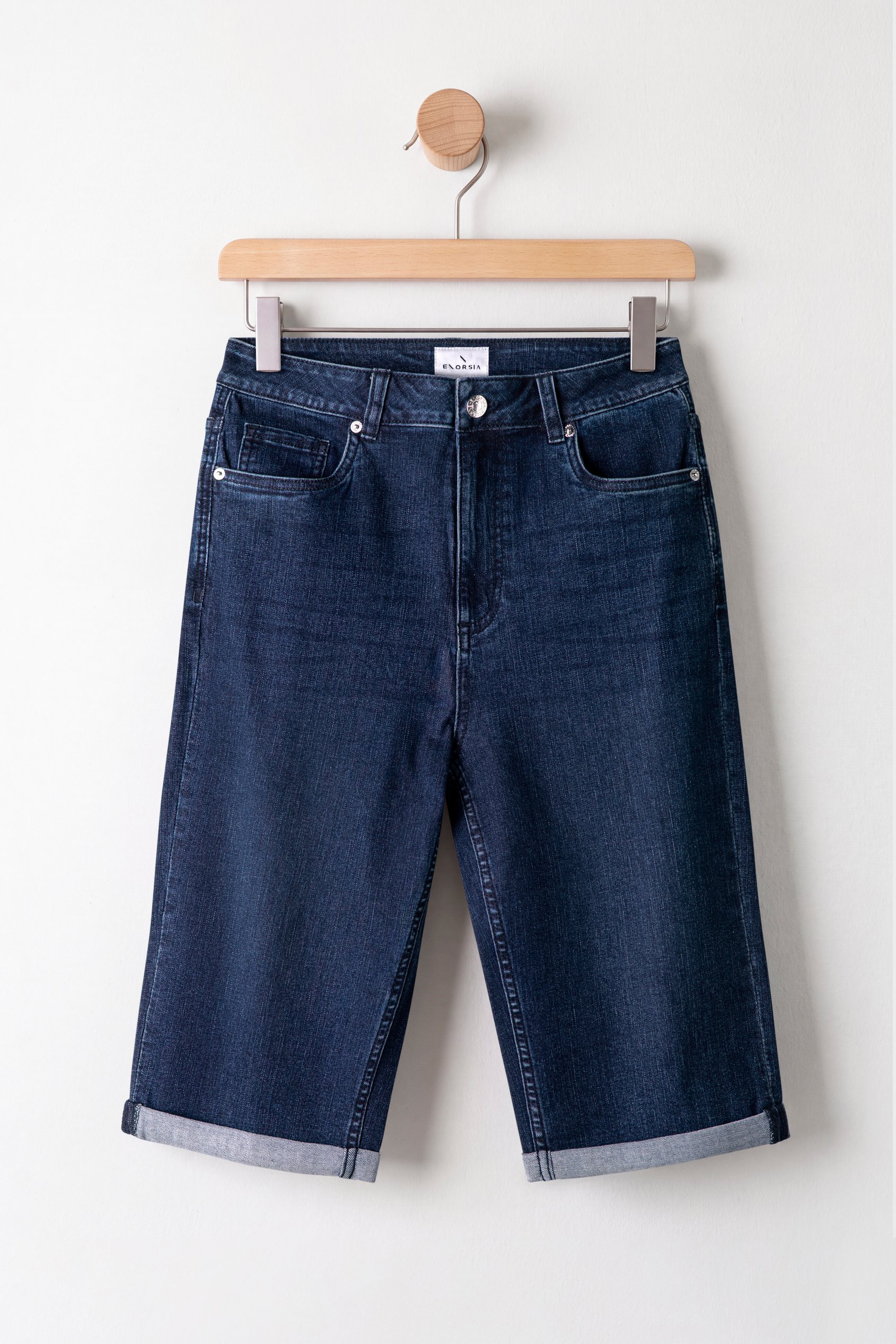 Women's Turn Up Knee Length Denim Shorts