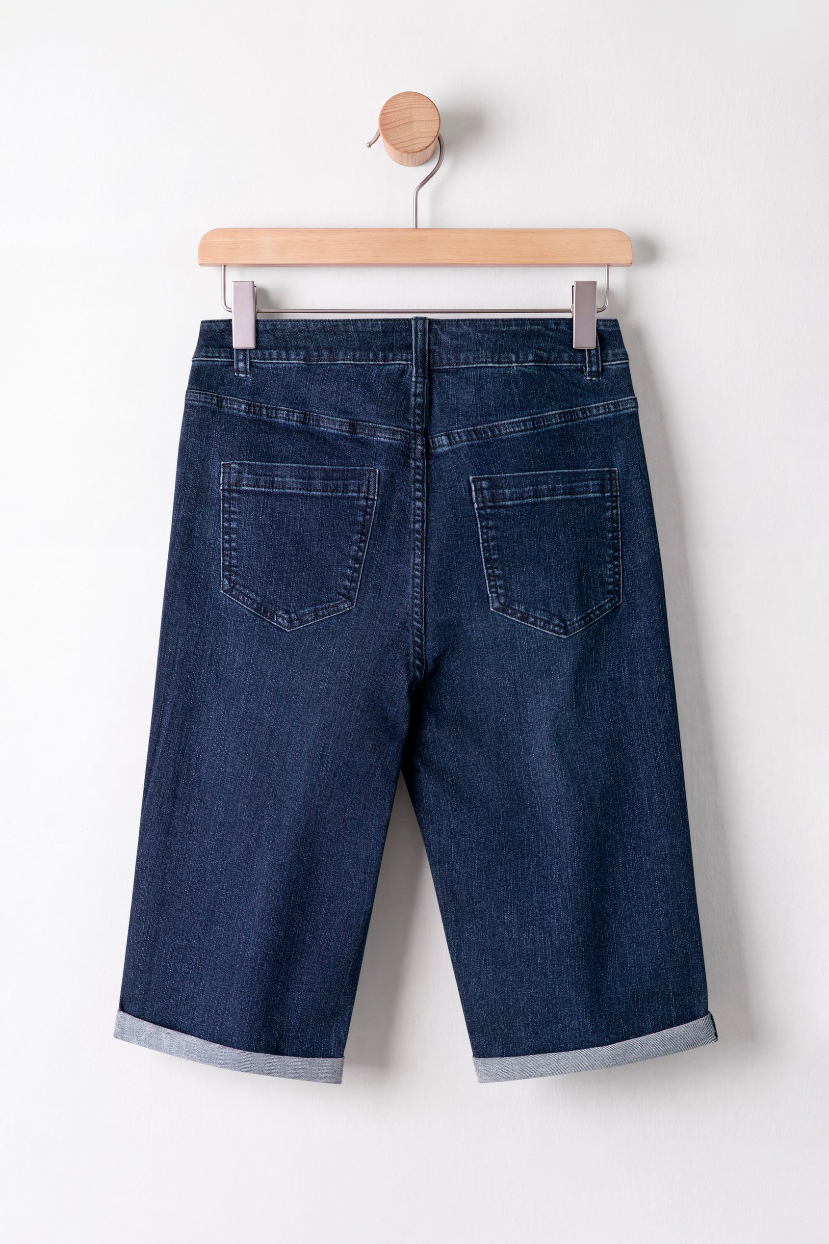Women's Turn Up Knee Length Denim Shorts