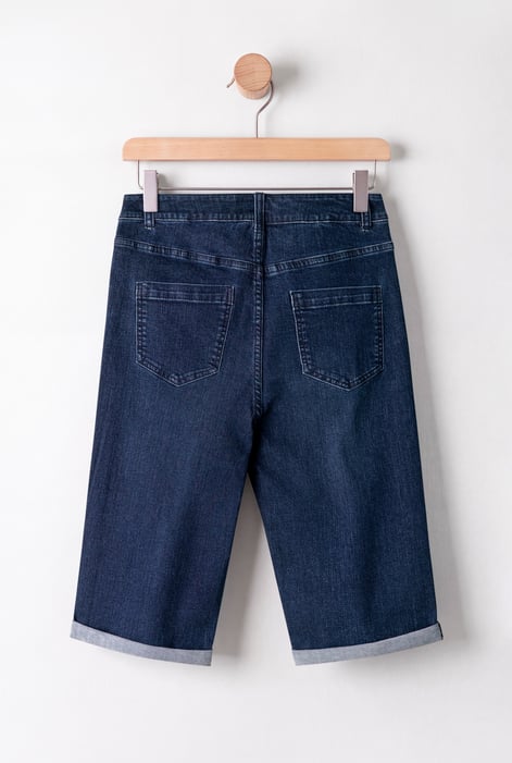 Women's Turn Up Knee Length Denim Shorts