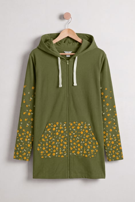 Women's Longline Zip Through Fleece Hoodie