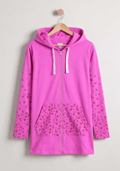 Women's Longline Zip Through Fleece Hoodie