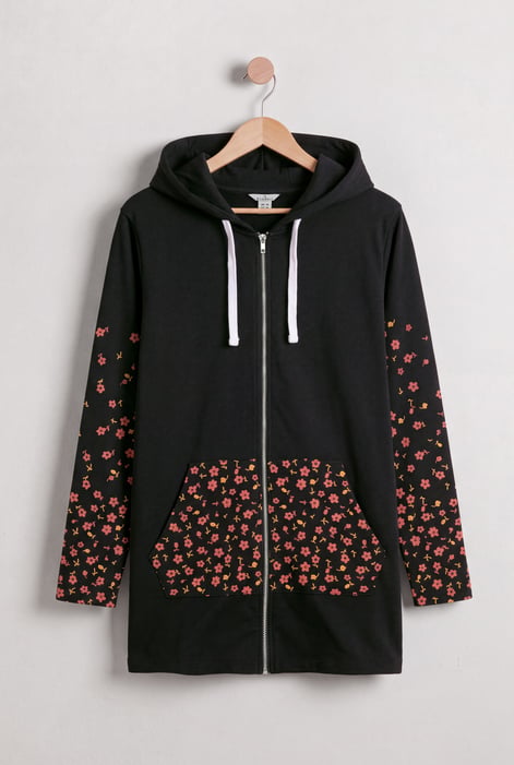 Women's Longline Zip Through Fleece Hoodie