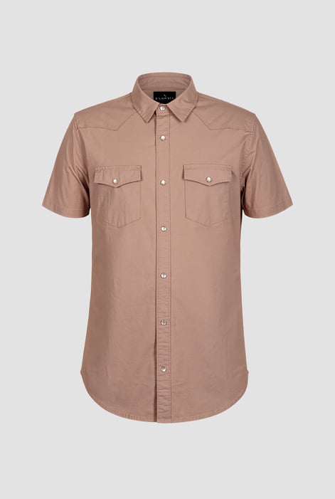 Brown Stretch Ripstop Short Sleeve Utility Shirt
