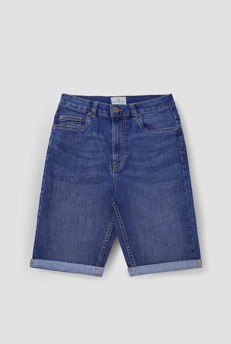 Mid Blue Essential Knee Length Shorts