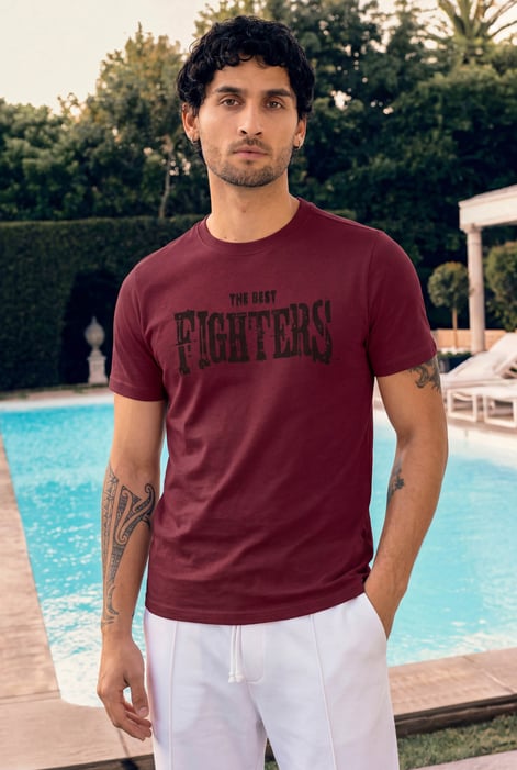 White/Red/Navy Printed T-Shirts 3 Pcs Pack Short Sleeves