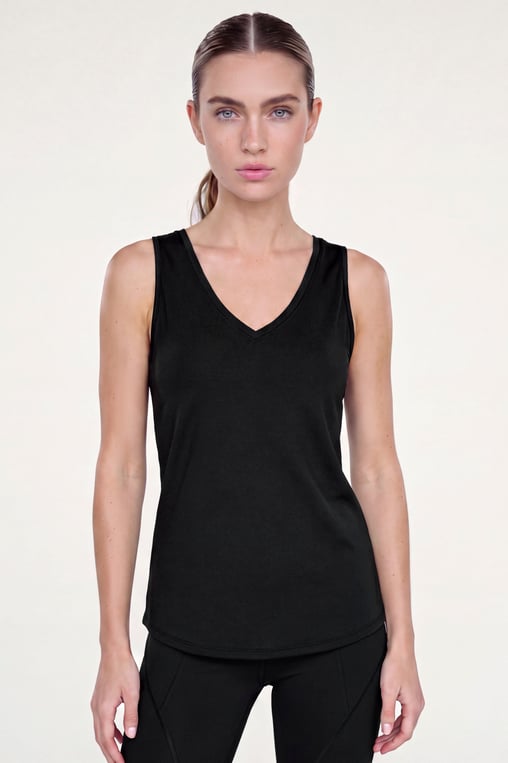 Women's Black V-Neck Active Vest (WS51521156)