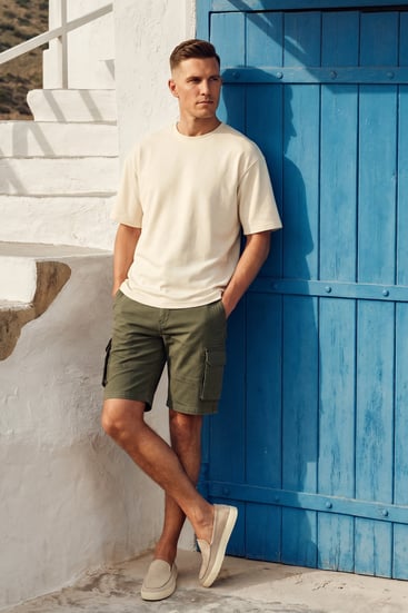 Men's Cream Relaxed Fit Heavyweight T-Shirt
