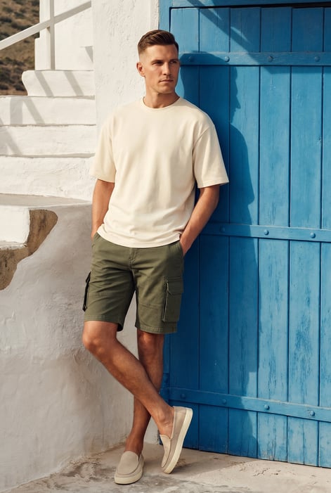 Men's Cream Relaxed Fit Heavyweight T-Shirt