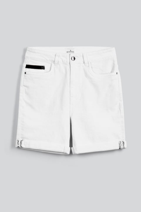 White Turned Hem Stretch Shorts