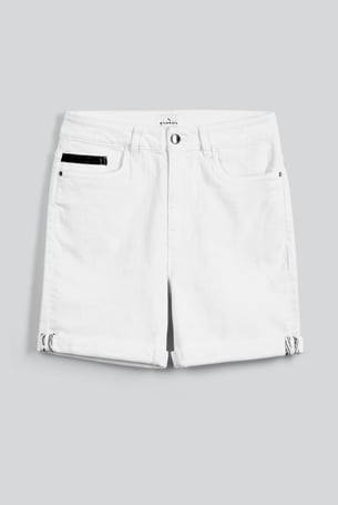 White Turned Hem Stretch Shorts