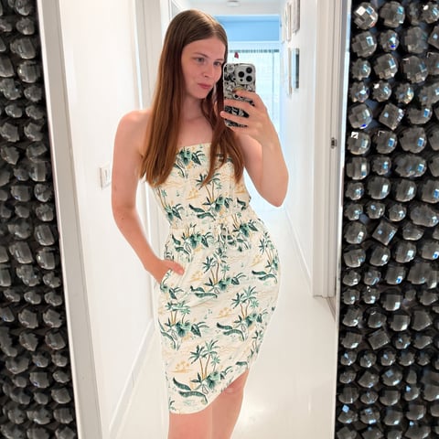 Cream Printed Bardot Jersey Mini Dress